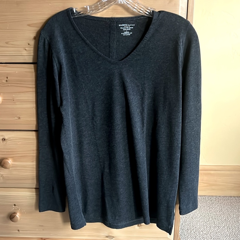 Majestic Filatures knit top cotton cashmere gray size 1 NWOT